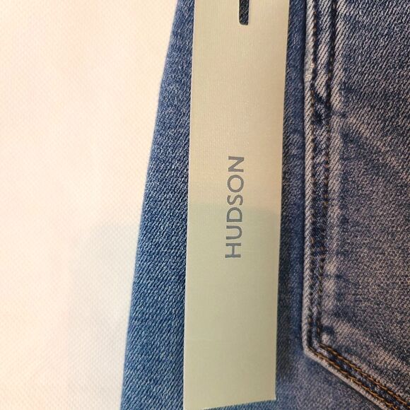 New Hudson Women's (32) Barbara High Rise Bootcut Crop Raw Hem Blue Jeans $195 - Picture 13 of 15